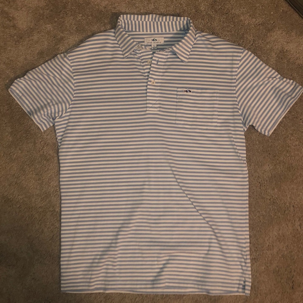 Fish Hippie Striped Collard T-Shirt | Gently Worn